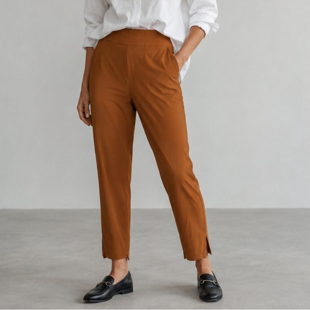 Aday Straight Up Dress Pants Womens M Burnt Orange Brown High-rise Ankle